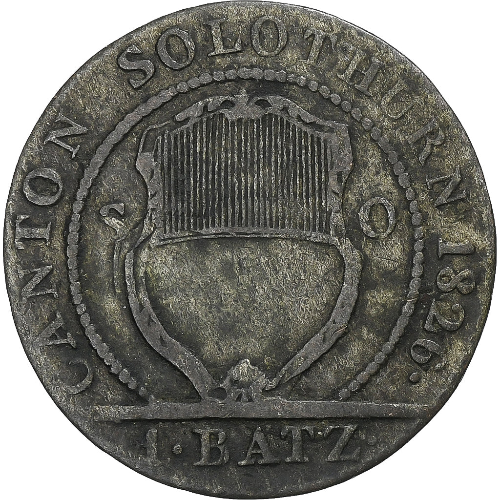 Schweiz, Batzen, 1826, Soleure, Billon, SS, KM:80