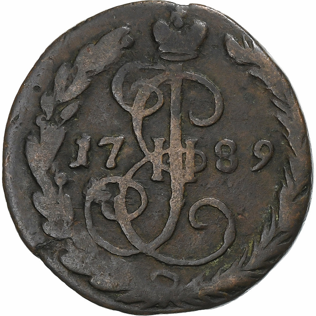 Russie, Catherine II, Denga, 1789, Ekaterinbourg, Cuivre, TB, KM:56.2