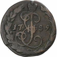 Russie, Catherine II, Denga, 1789, Ekaterinbourg, Cuivre, TB, KM:56.2