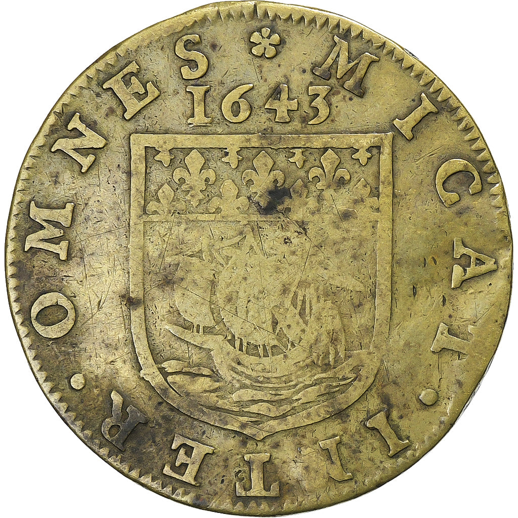France, Token, Macé le Boulanger, prévôt des marchands de Paris, 1643, Brass