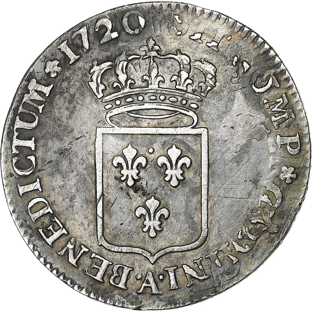França, Louis XV, 1/3 écu de France, 1720, Paris, reformed, Prata, VF(30-35)