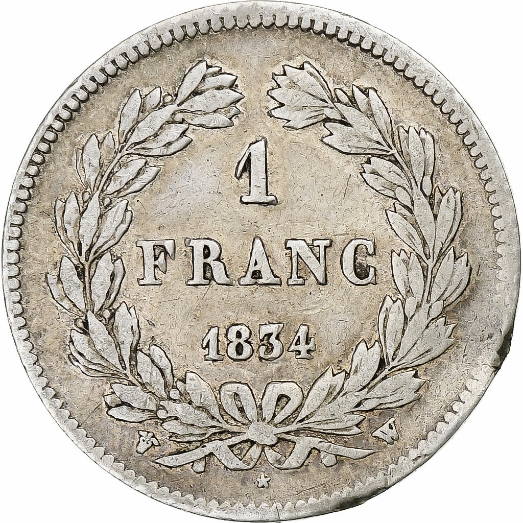 France, Louis-Philippe I, Franc, 1834, Lille, Silver, VF(20-25), Gadoury:453