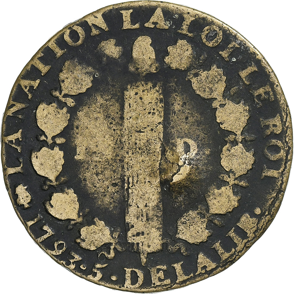 France, Louis XVI, 12 deniers françois, 1793 / AN 5, Paris, Cuivre, TB