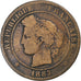Frankreich, 10 Centimes, Cérès, 1883, Paris, Bronze, S, Gadoury:265a, KM:815.1