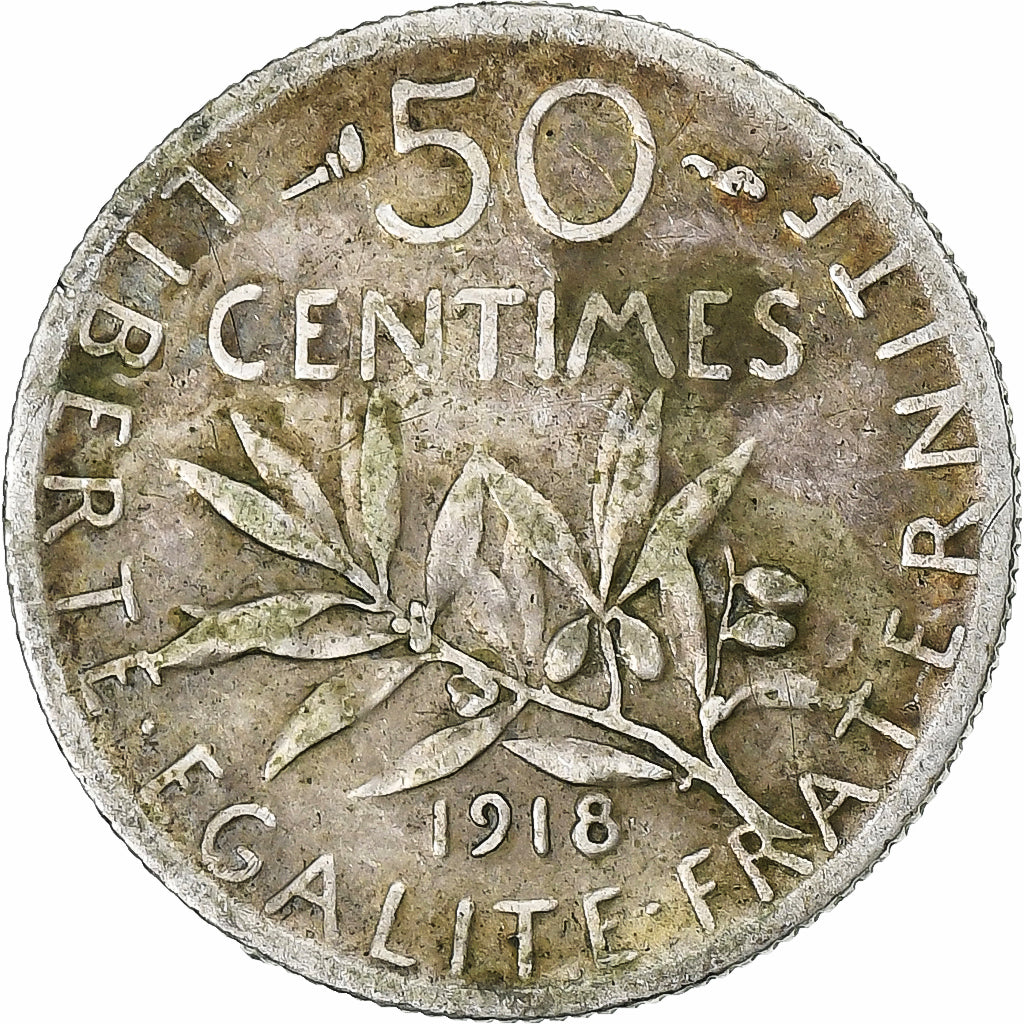 Frankreich, 50 Centimes, Semeuse, 1918, Paris, Silber, S, Gadoury:420, KM:854