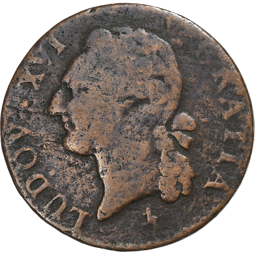 France, Louis XVI, 1/2 Sol, 1783, Paris, 2nd semestre, Copper, VF(20-25)