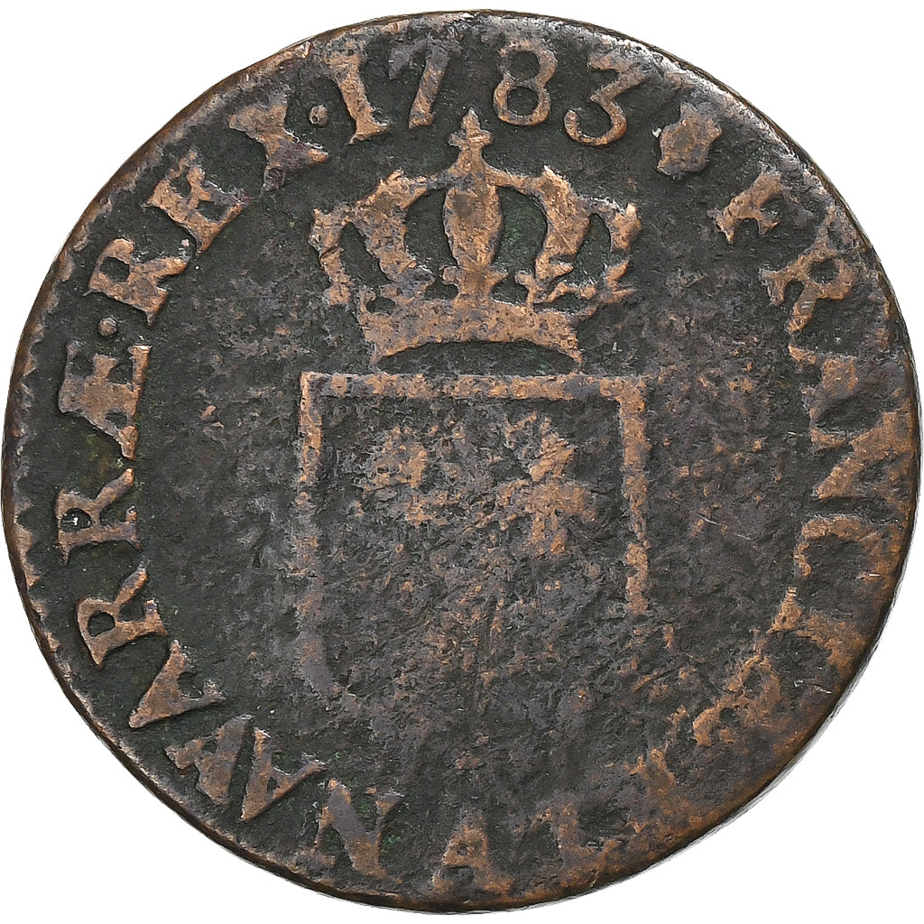 France, Louis XVI, 1/2 Sol, 1783, Paris, 2nd semestre, Copper, VF(20-25)