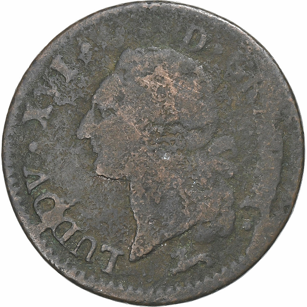 Francia, Louis XVI, Sol, 1791, Orléans, Cobre, BC, Gadoury:350