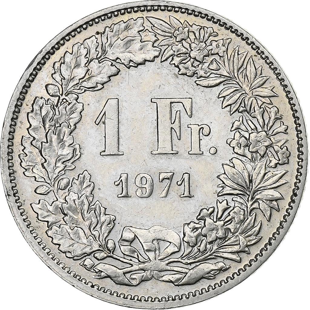 Suiza, Franc, Helvetia, 1971, London, Cobre - níquel, MBC+, KM:24a