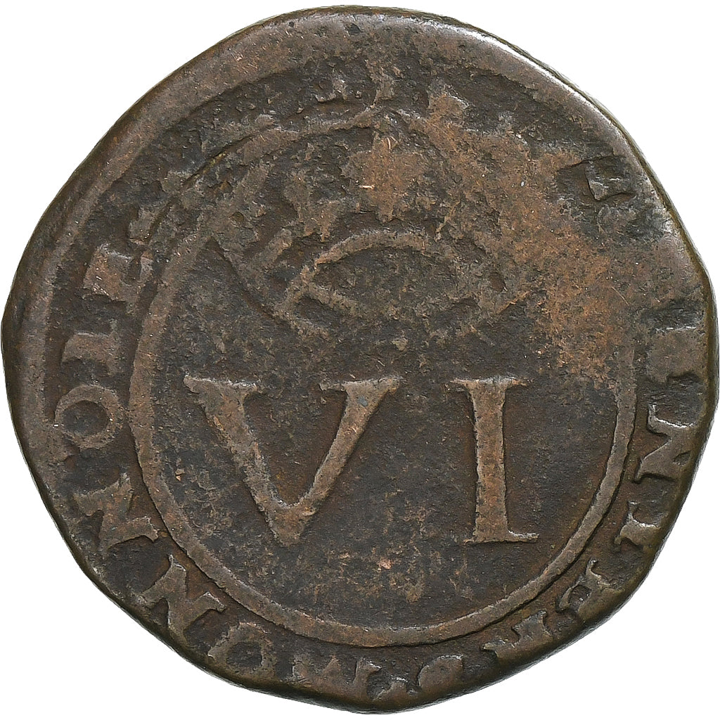 County of Cambrai, Jean de Monluc, 6 Deniers, 1588, Cambrai, Koper, FR+