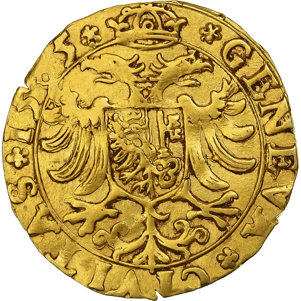 Svizzera, Ecu pistolet, 1585, Geneva, Oro, BB, Friedberg:249