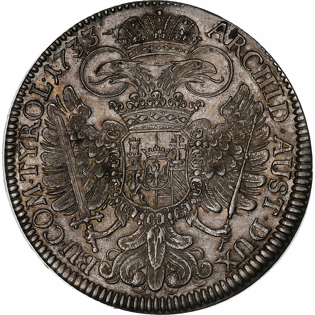 Austria, Charles VI, Thaler, 1733, Hall, Silver, MS(63)