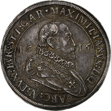County of Tyrol, Maximilian III, Thaler, 1616, Hall, Srebro, AU(50-53), KM:205.2