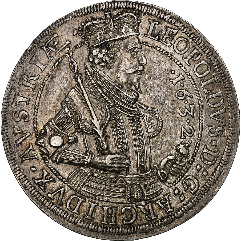County of Tyrol, Leopold V, Thaler, 1632, Hall, posthumous, Zilver, PR, KM:629.2