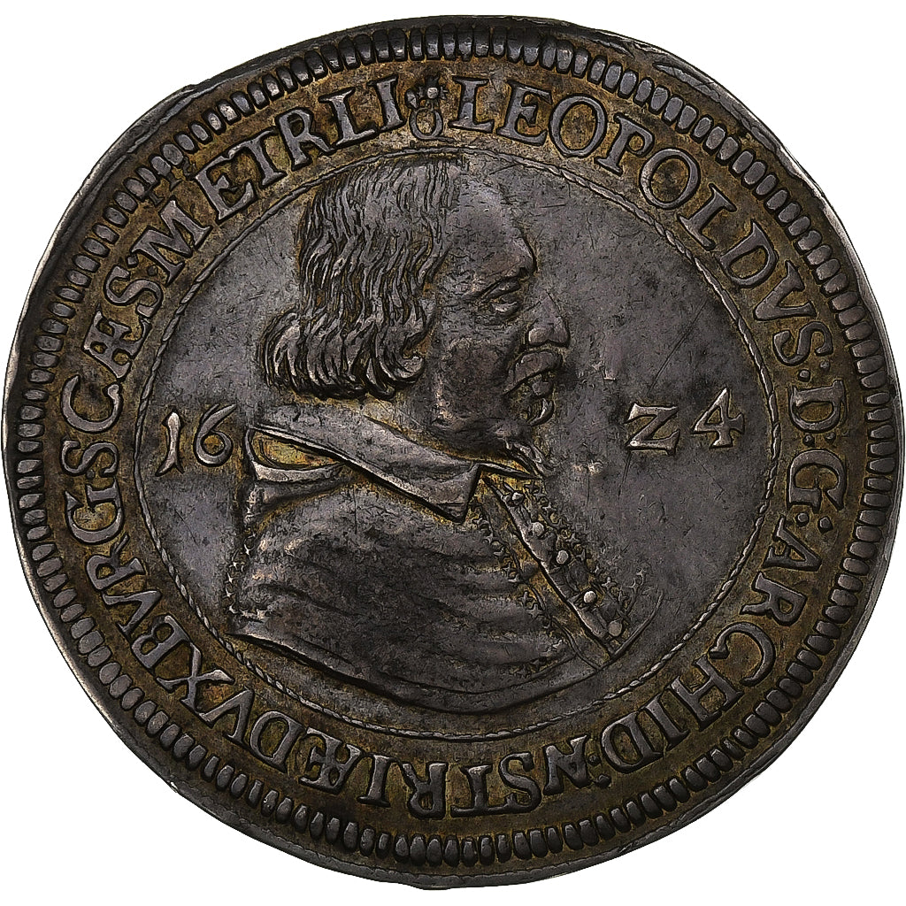 County of Tyrol, Leopold V, Thaler, 1624, Hall, Silver, AU(50-53)