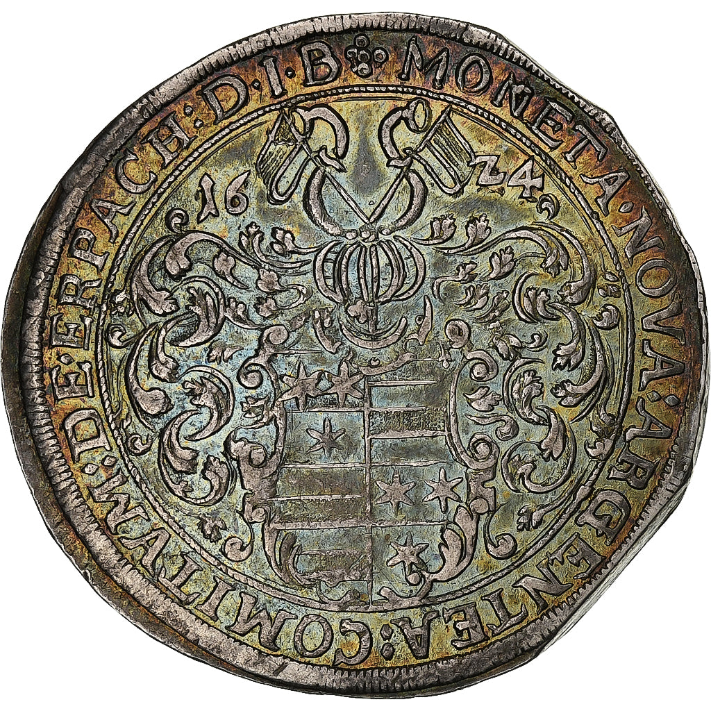 County of Erbach, Ferdinand II, Thaler, 1624, Erbach, Silver, AU(55-58), KM:11