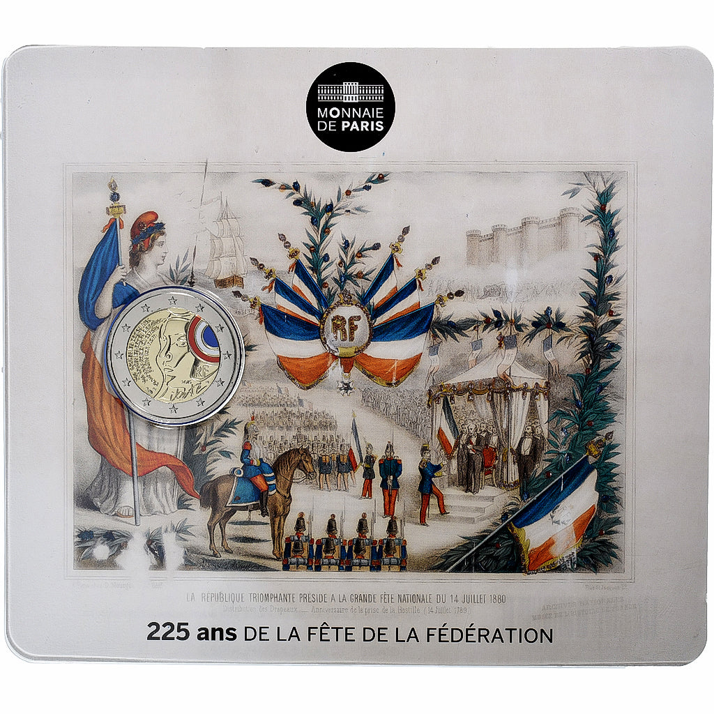 Francia, 2 Euro, fête de la Fédération, Colorized, 2015, MDP, Bi-metallico