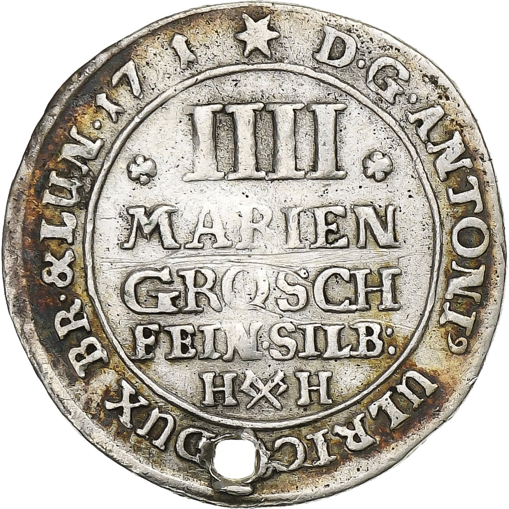 Principality of Brunswick-Wolfenbüttel, Anton Ulrich, 4 Mariengroschen, 1711