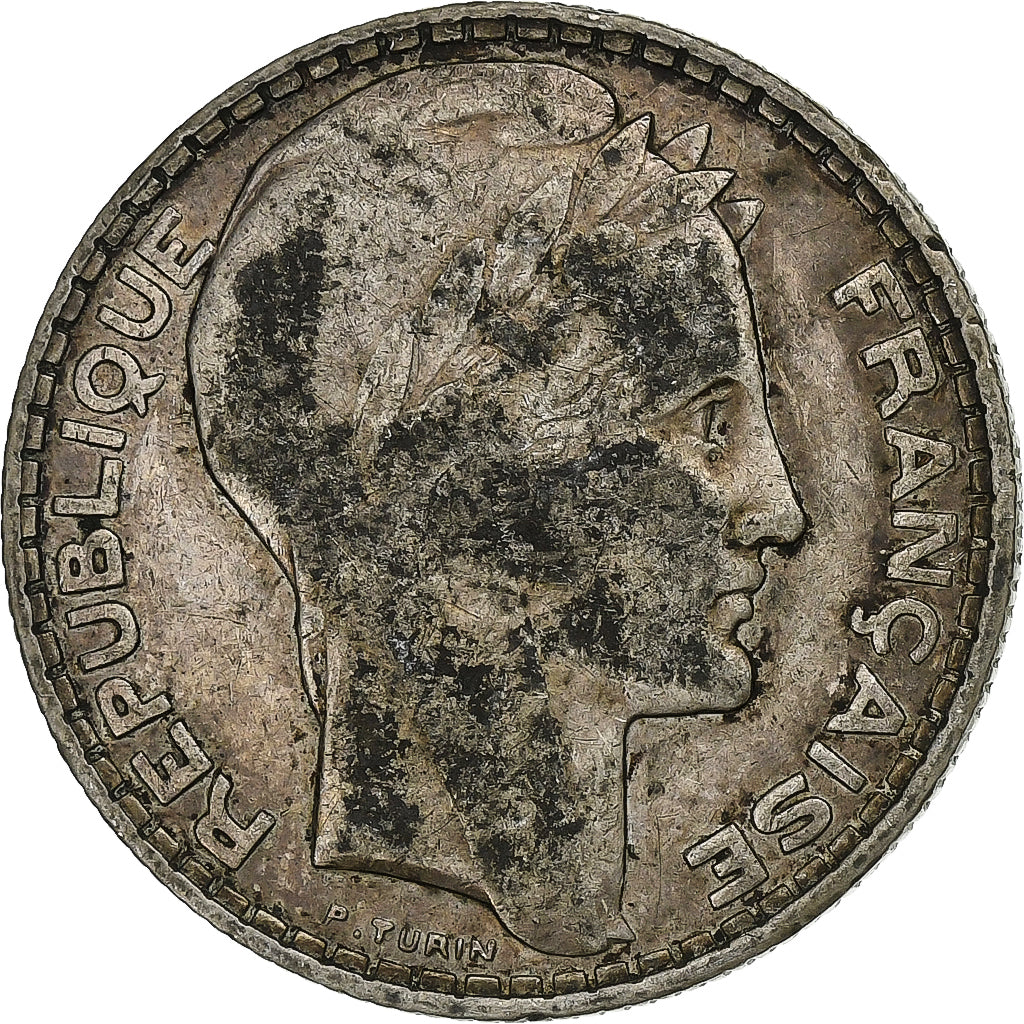 Francia, 10 Francs, Turin, 1930, Paris, Plata, BC+, Gadoury:801, KM:878