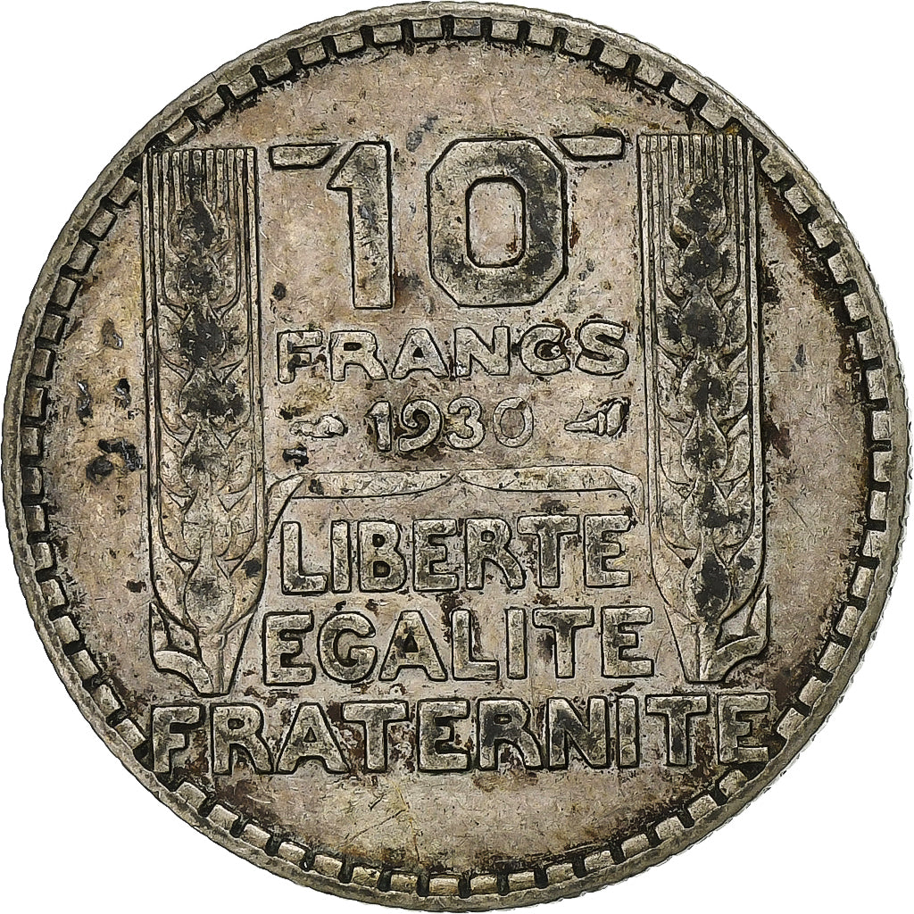Francia, 10 Francs, Turin, 1930, Paris, Plata, BC+, Gadoury:801, KM:878