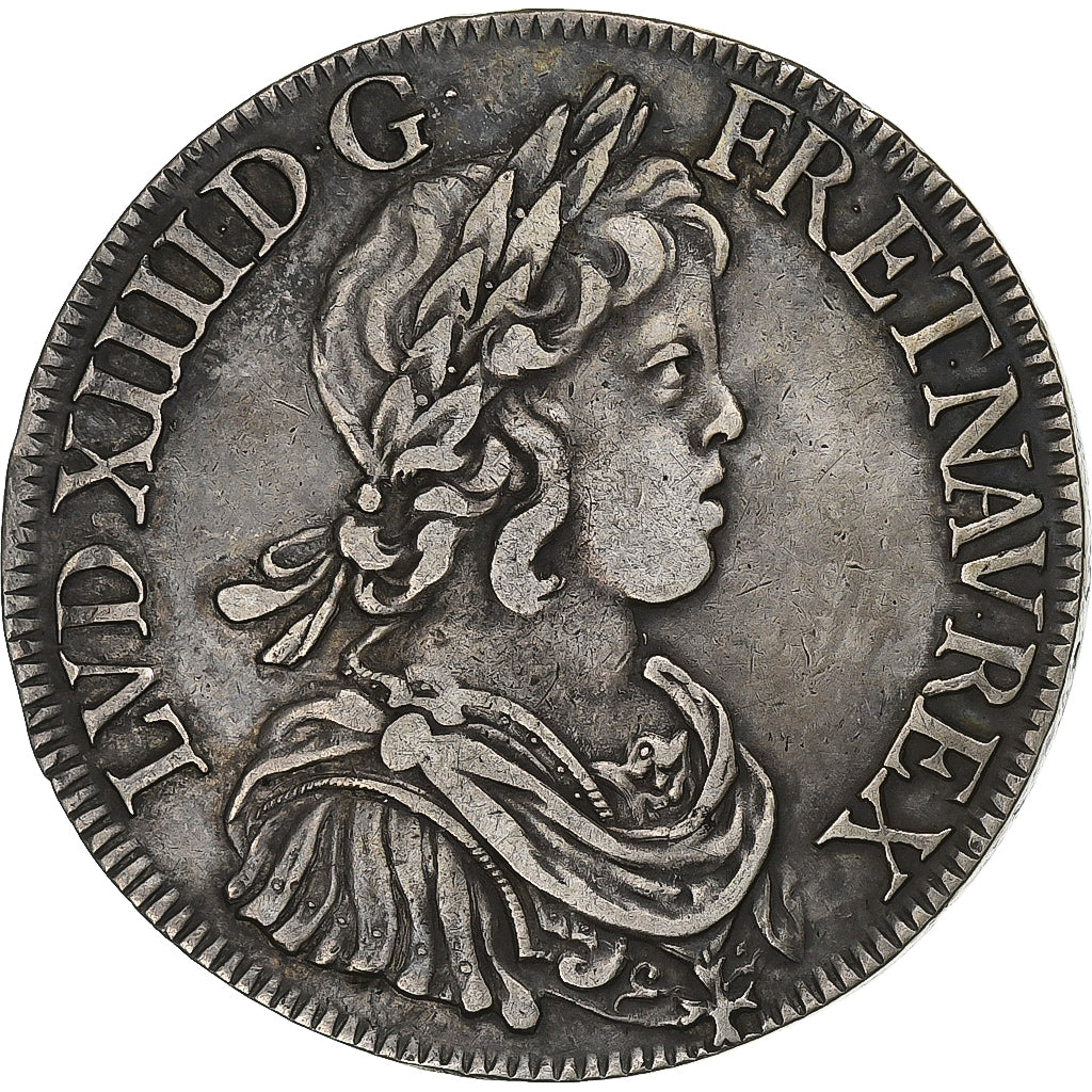 Francia, Louis XIV, Écu à la mèche courte, 1645, Paris, Plata, MBC