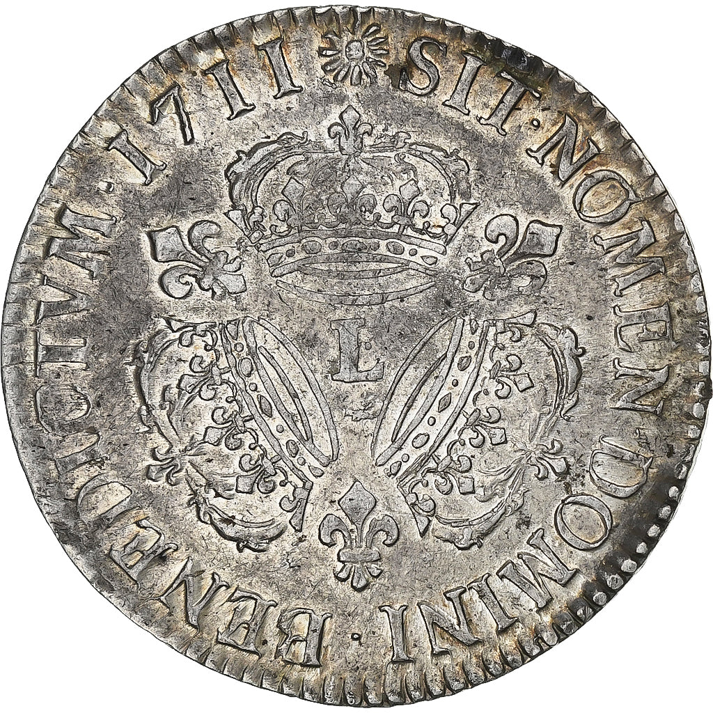 Francia, Louis XIV, Ecu aux 3 couronnes, 1711, Bayonne, Argento, BB, Gadoury:229