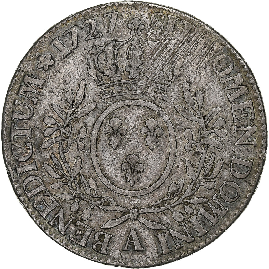 Francia, Louis XV, Ecu aux branches d'olivier, 1727, Paris, Argento, MB+