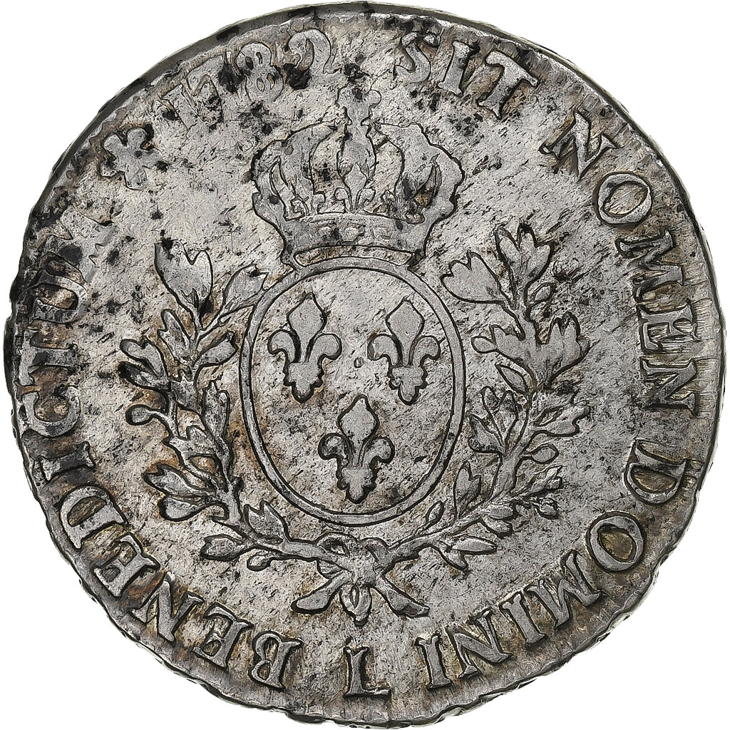 Francia, Louis XVI, Ecu aux branches d'olivier, 1782, Bayonne, Plata, BC+