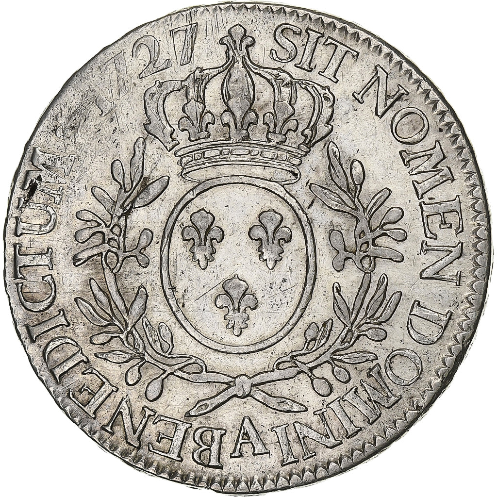 France, Louis XV, Ecu aux branches d'olivier, 1727, Paris, Silver, EF(40-45)