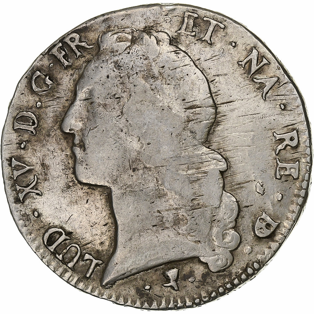 Francia, Louis XV, Écu de Béarn au bandeau, 1765, Pau, Plata, BC+
