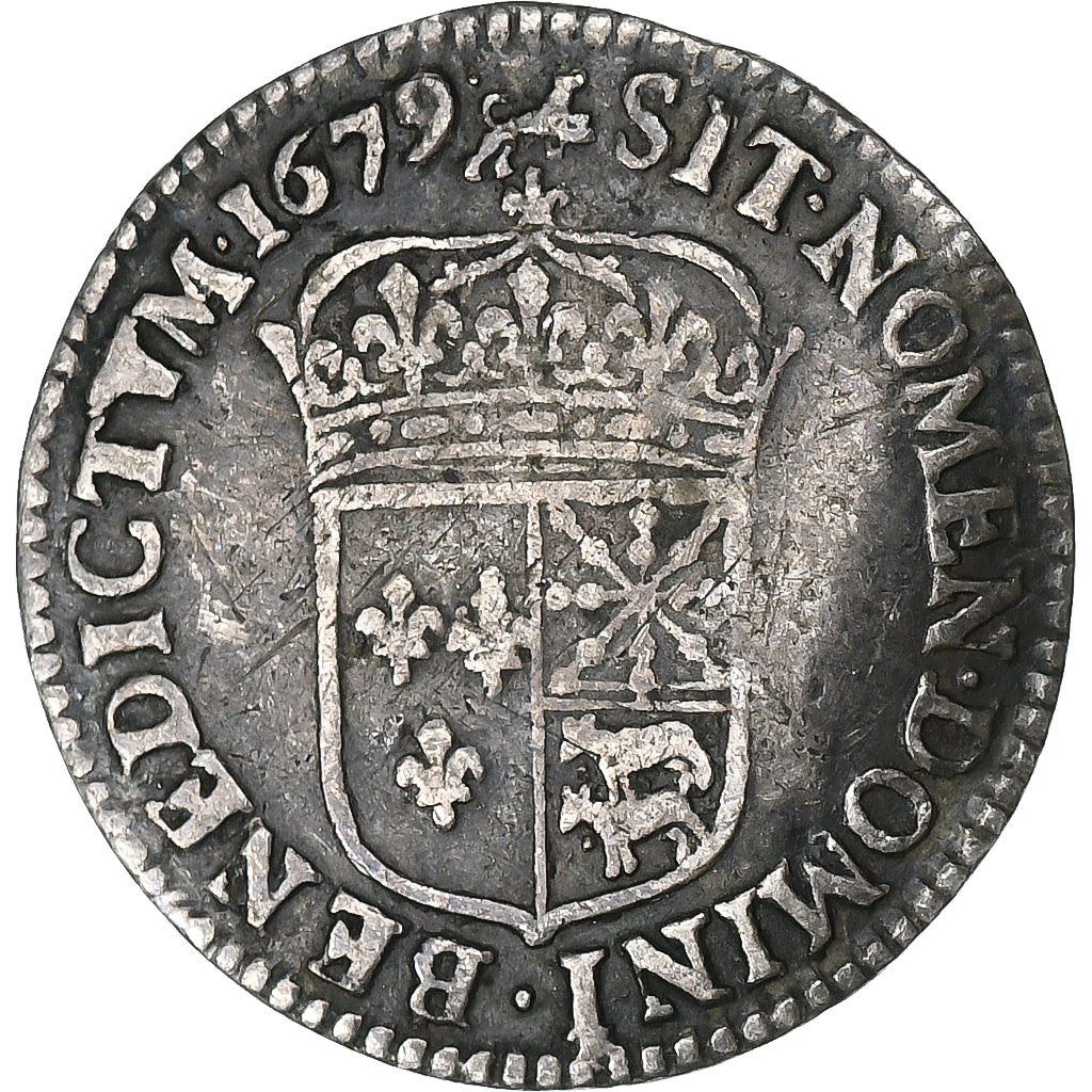 Francia, Louis XIV, 1/12 Écu de Béarn à la mèche longue, buste hybride