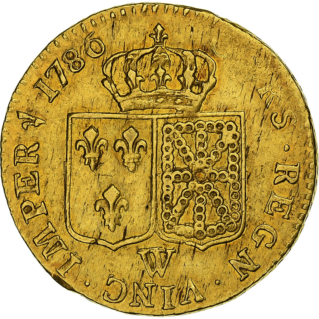 Francja, Louis XVI, Louis d'or à la tête nue, 1786, Lille, Złoto, AU(50-53)