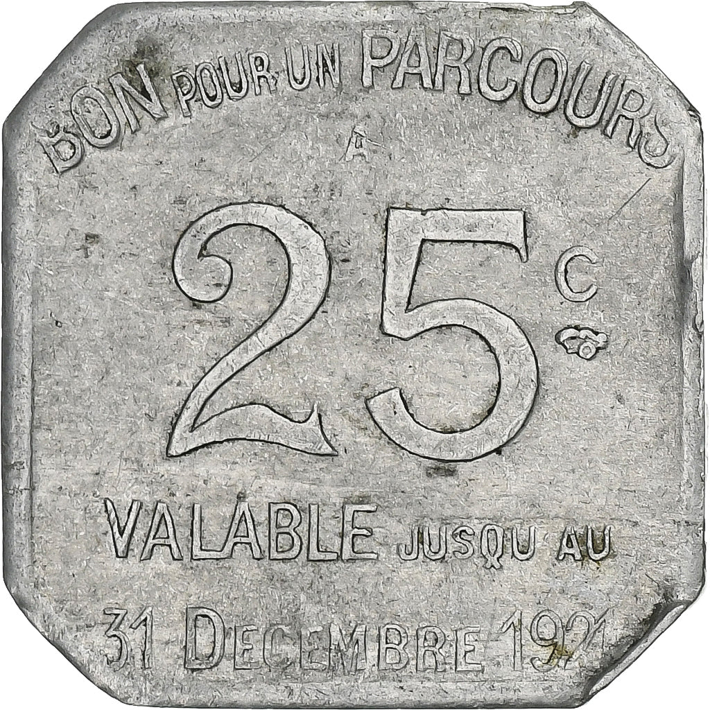 France, Transport en commun, région parisienne, 25 Centimes, 1921, VF(30-35)