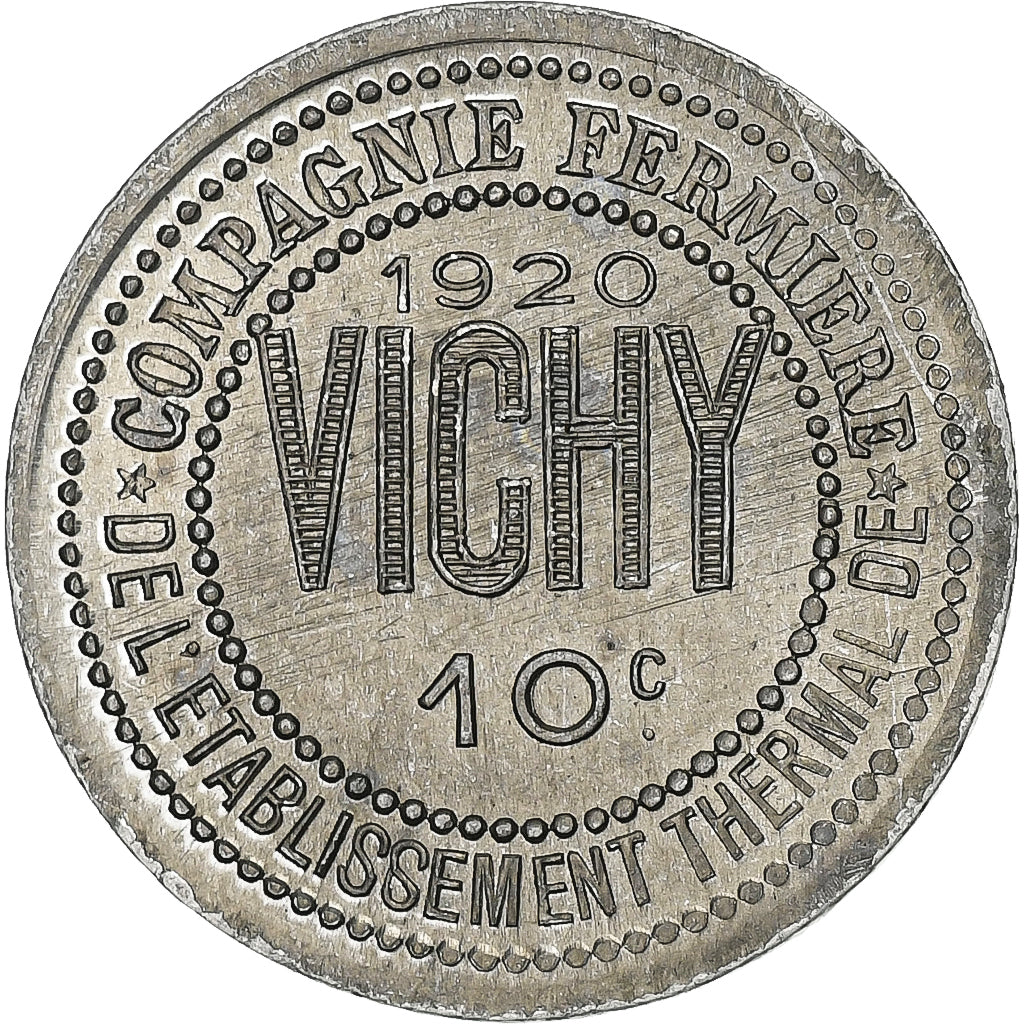 France, Etablissement thermal, 10 Centimes, 1920, SUP, Aluminium