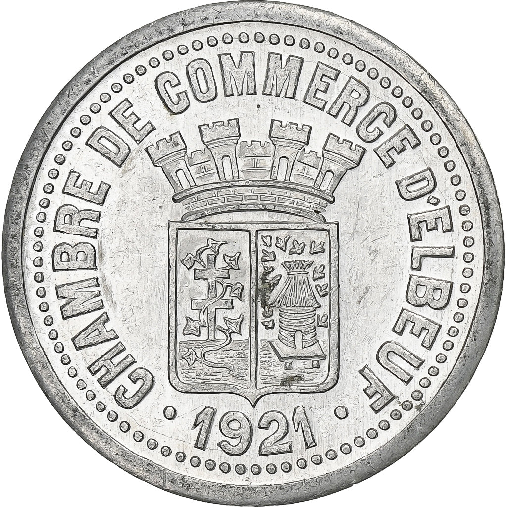 França, Chambre de Commerce d'Elbeuf, 25 Centimes, 1921, AU(55-58), Alumínio