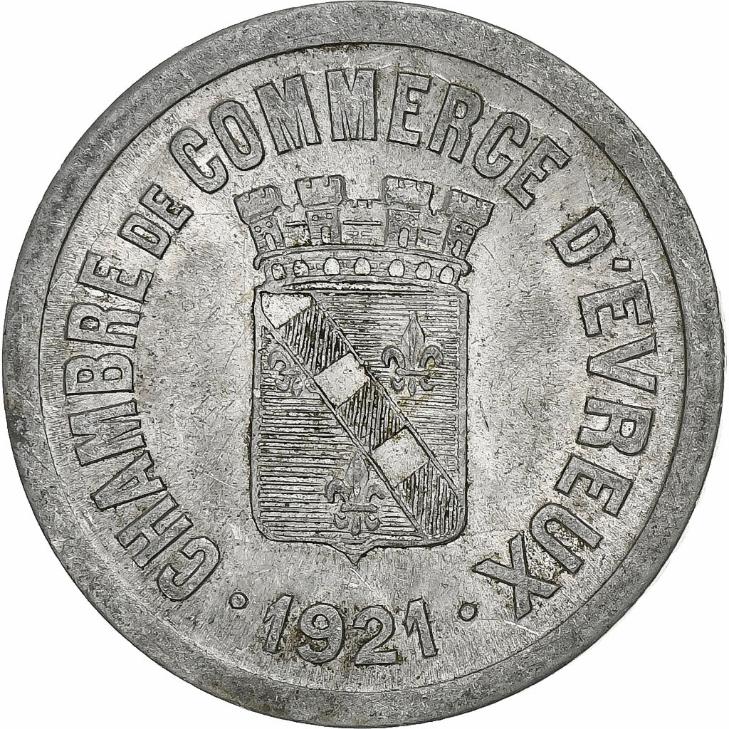 France, Chambre de commerce d'Evreux, 25 Centimes, 1921, AU(50-53), Aluminium