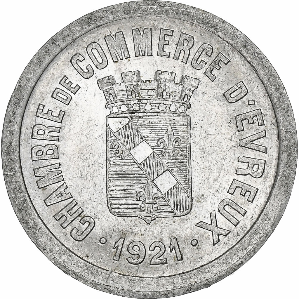 France, Chambre de commerce d'Evreux, 10 Centimes, 1921, AU(55-58), Aluminium