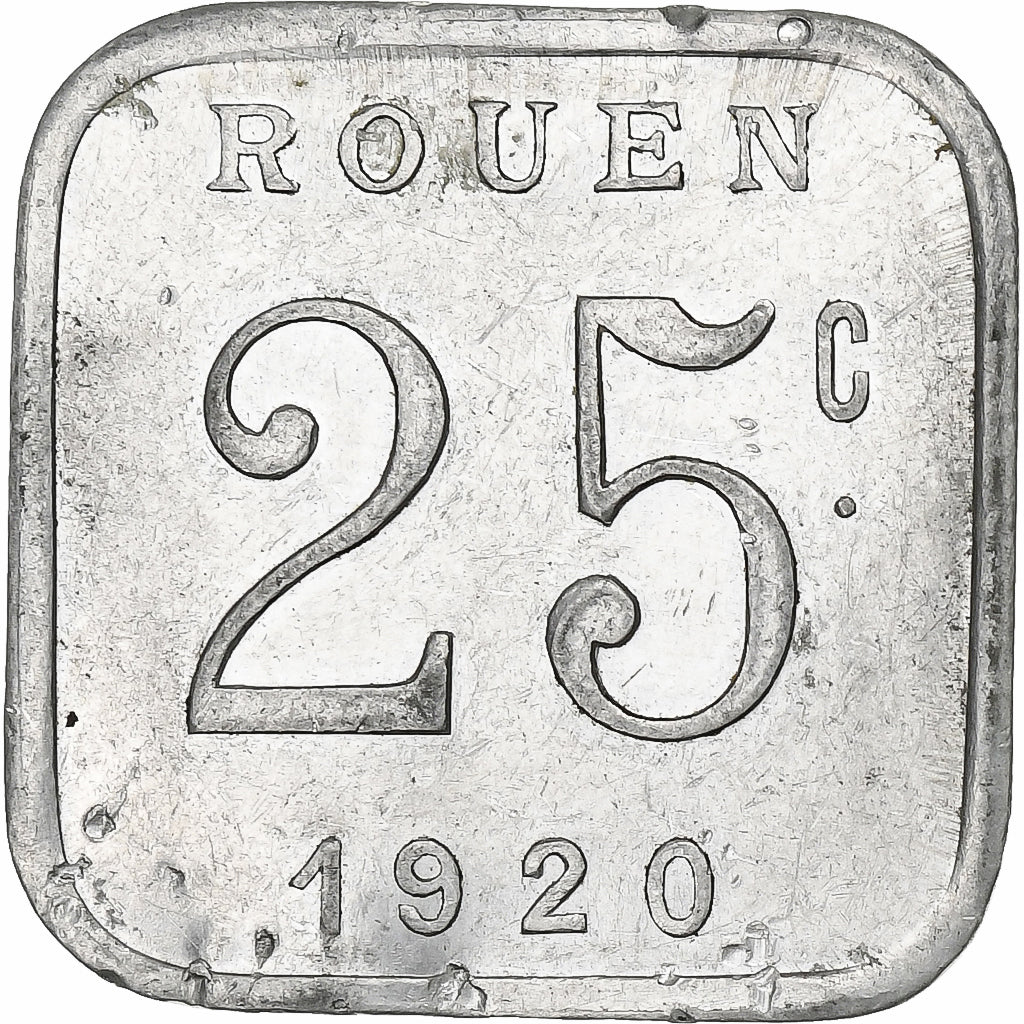 France, Ligue des commerçants rouennais, 25 Centimes, 1920, EF(40-45)