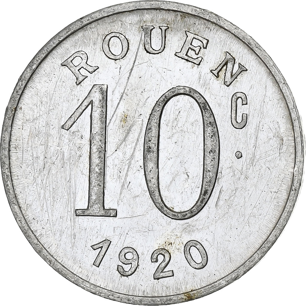France, Ligue des commerçants rouennais, 10 Centimes, 1920, AU(50-53)
