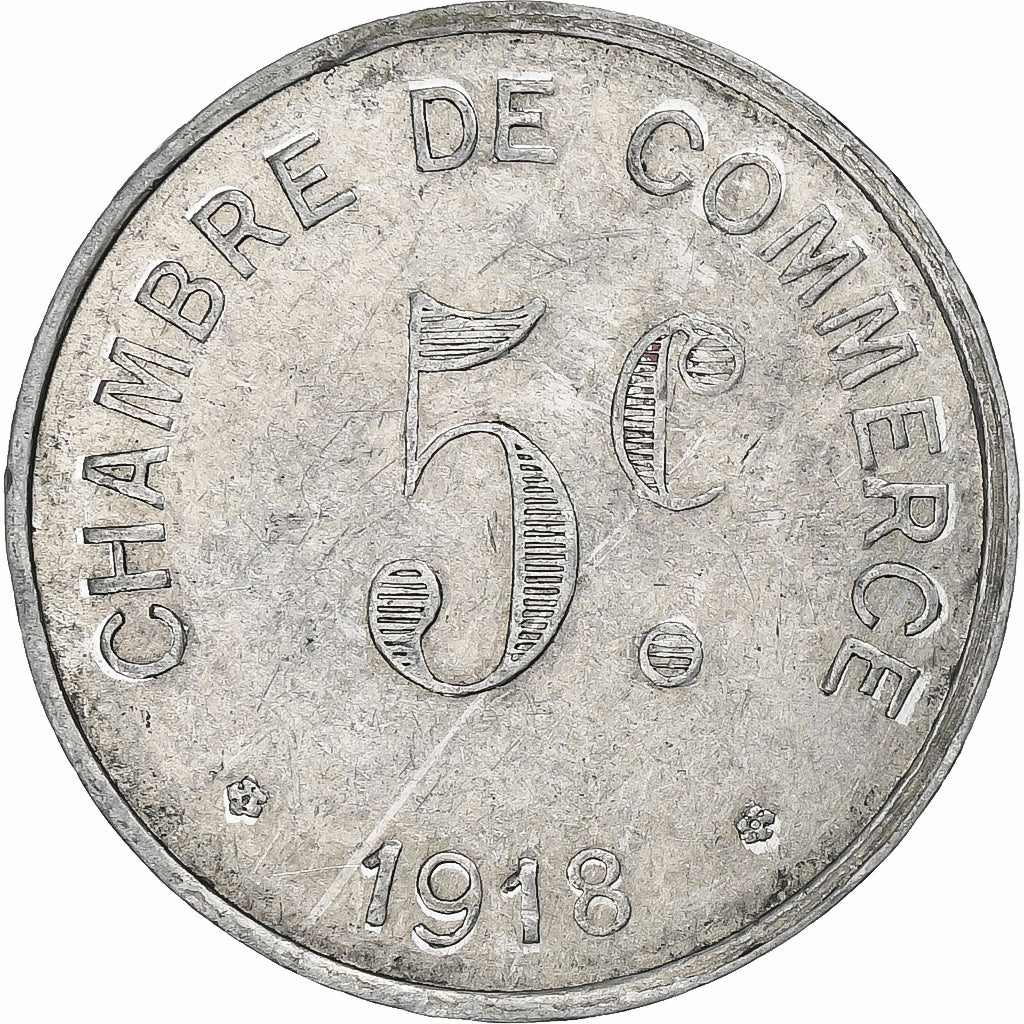 France, Chambre de commerce de Rouen, 5 Centimes, 1918, AU(50-53), Aluminium