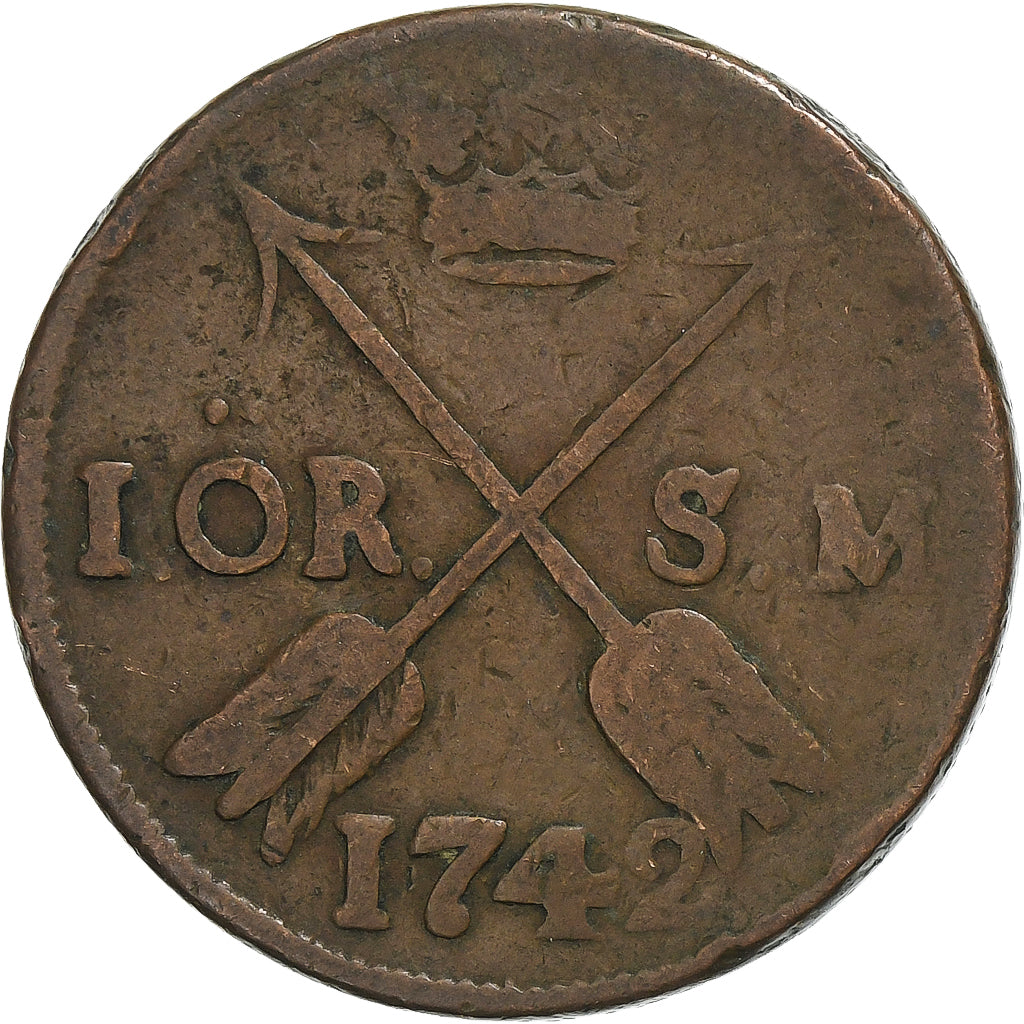 Suède, Fredrik I, Ore, 1742, Stockholm, Cuivre, TB, KM:416.1
