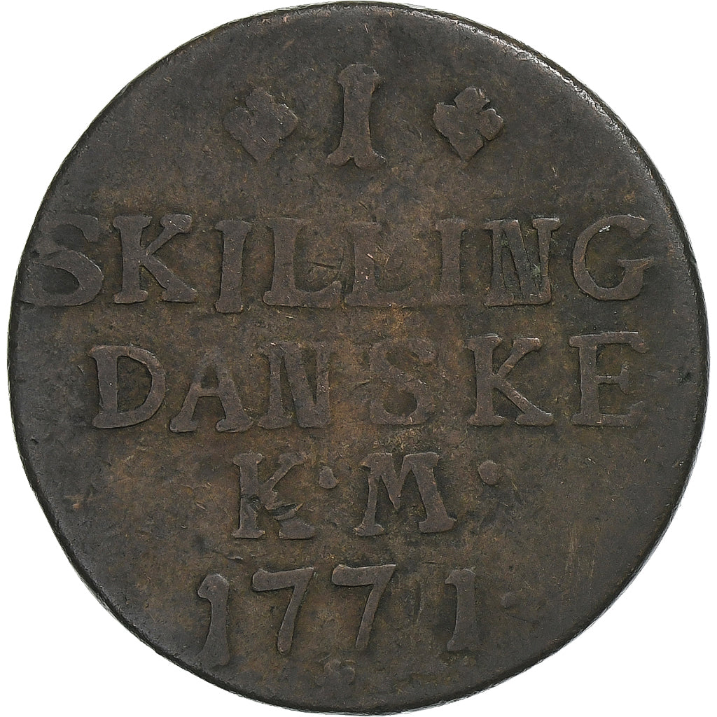 Denmark, Christian VII, Skilling danske, 1771, Copenhagen, Copper, VF(30-35)
