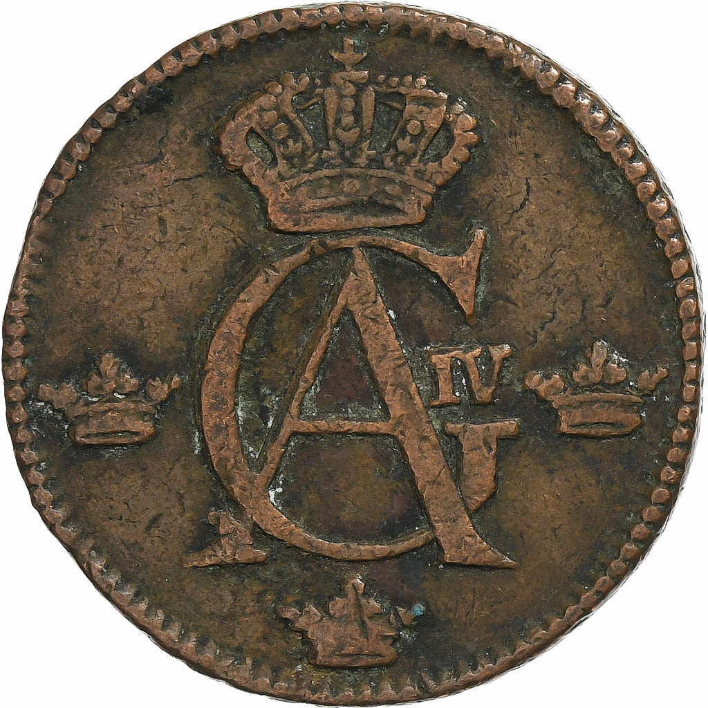 Suède, Gustaf IV Adolf, 1/2 Skilling, 1807, Stockholm, Cuivre, TB+, KM:565