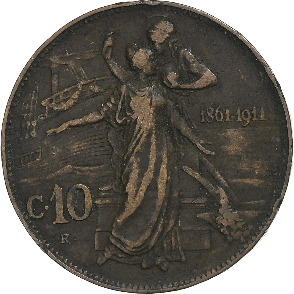 Italy, Vittorio Emanuele III, 10 Centesimi, 1911, Rome, Copper, VF(30-35), KM:51