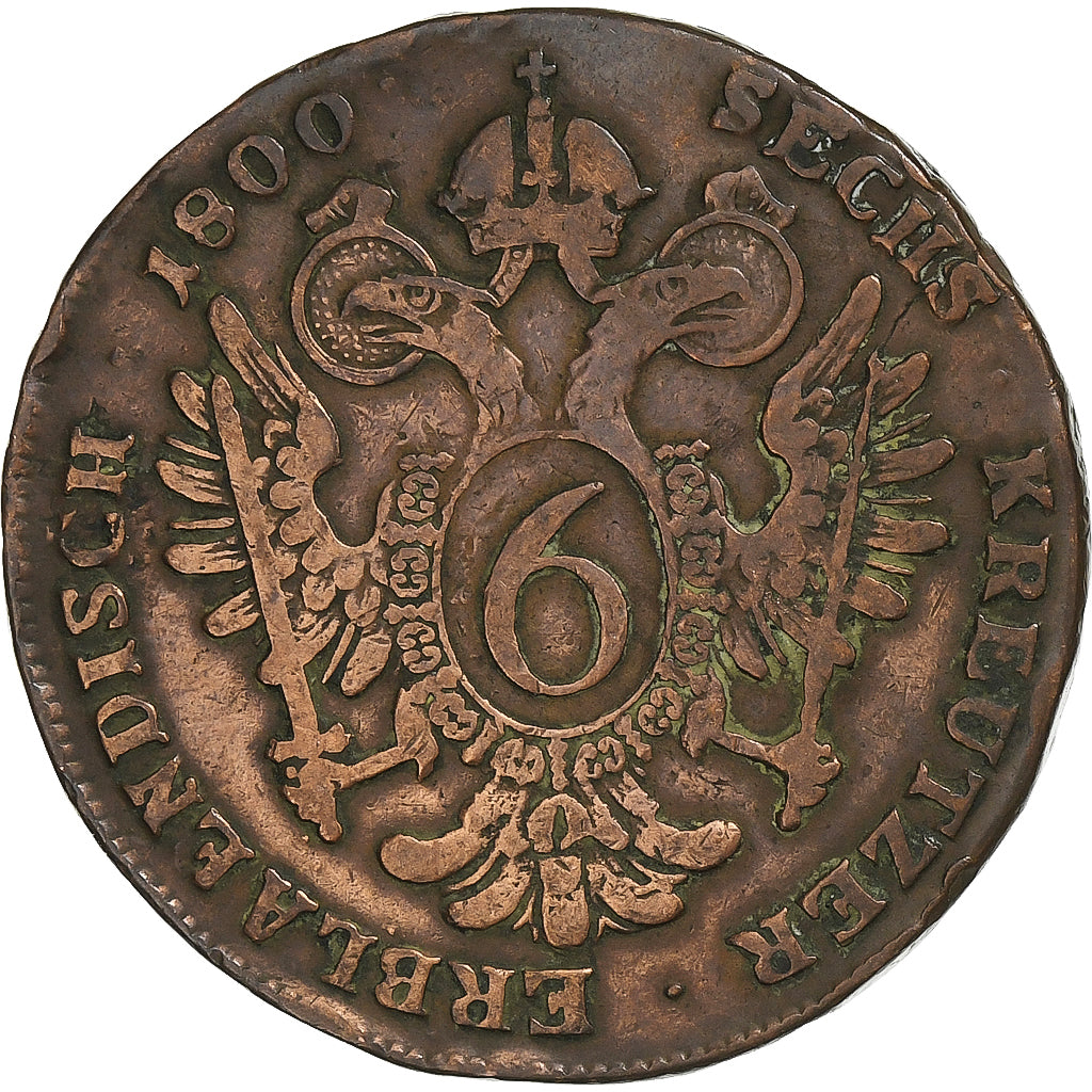 Autriche, Franz II, 6 Kreuzer, 1800, Smolník, Cuivre, TB, KM:2128