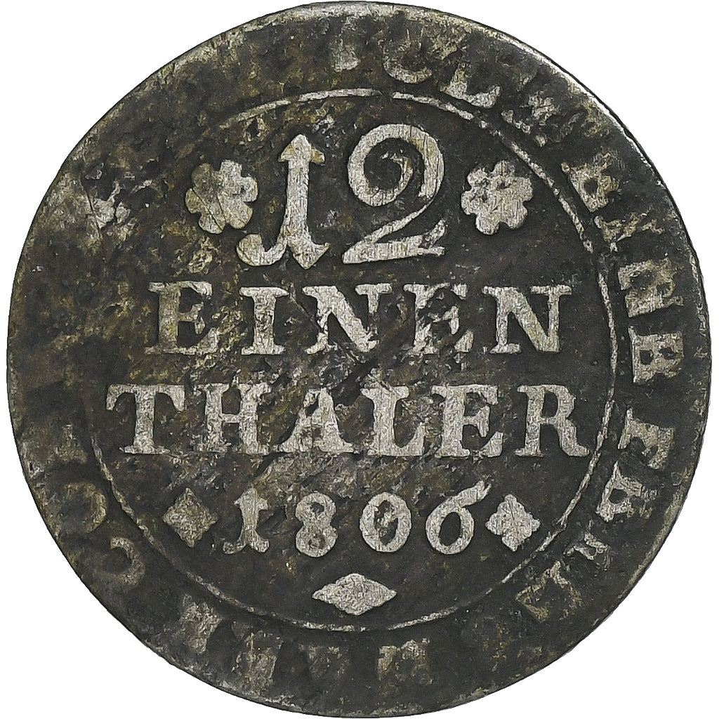 Duchy of Brunswick-Lüneburg, George III, 1/12 Thaler, 1806, Plata, BC, KM:336