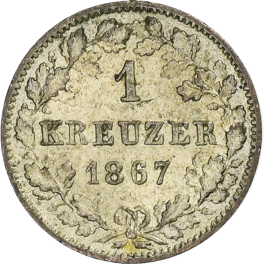 Kingdom of Württemberg, Karl I, Kreuzer, 1867, Biglione, BB+, KM:612