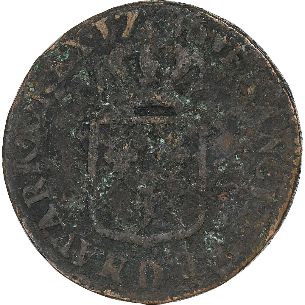 Francia, Louis XVI, Sol, 1786, Lyon, Cobre, BC, Gadoury:350