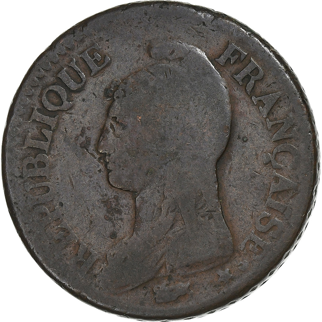 Francja, Decime, Dupré, AN 7/5, Lille, Miedź, VF(20-25), Gadoury:187, KM:640