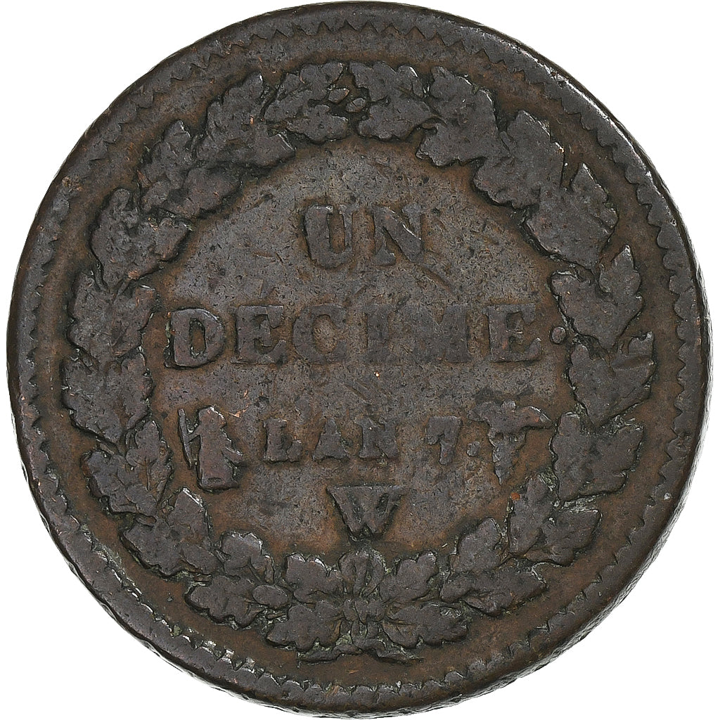 Francja, Decime, Dupré, AN 7/5, Lille, Miedź, VF(20-25), Gadoury:187, KM:640